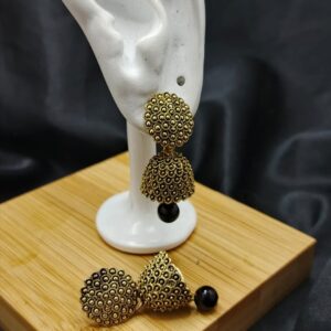 Indian-Style Textured Gold Jhumki