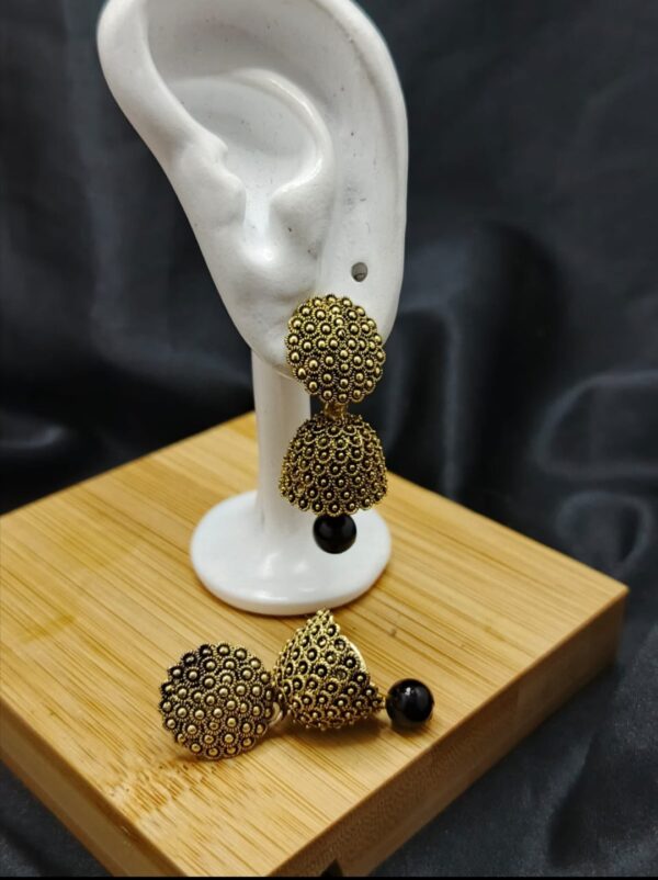 Indian-Style Textured Gold Jhumki