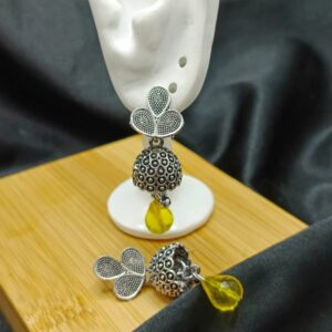 Trinity Bloom Silver Jhumkis