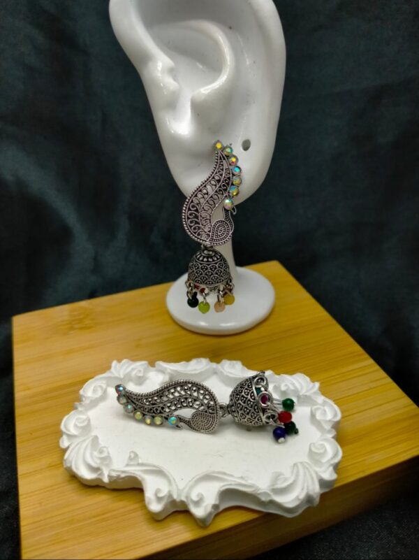 Rangoli Silver Jhumkis