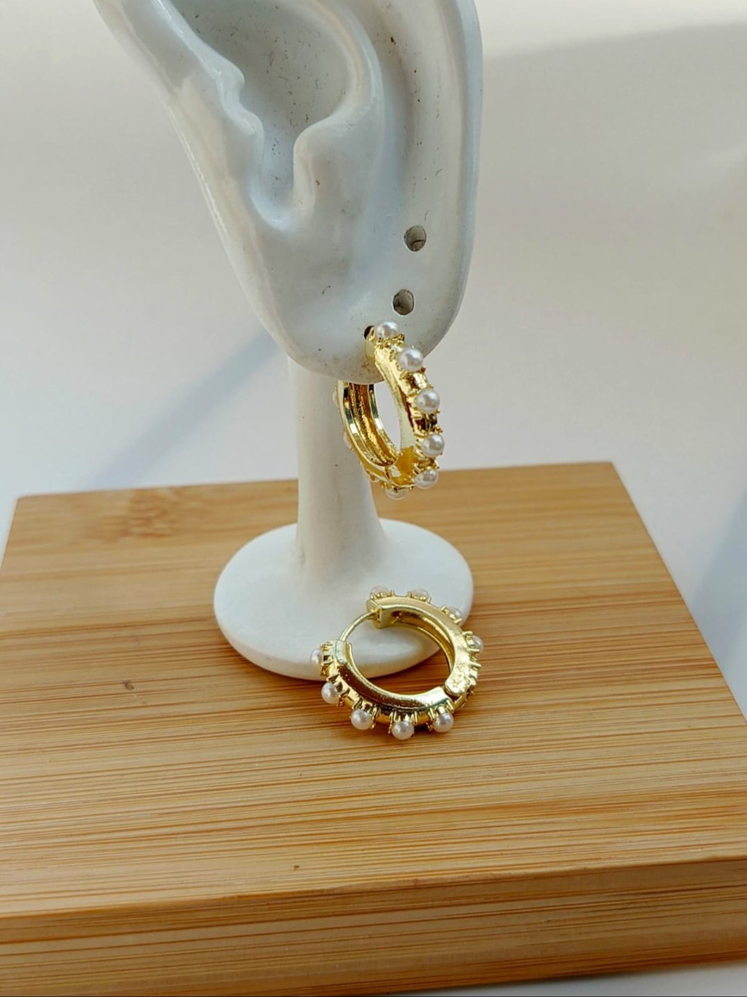 Golden Pearl Hoop Earrings
