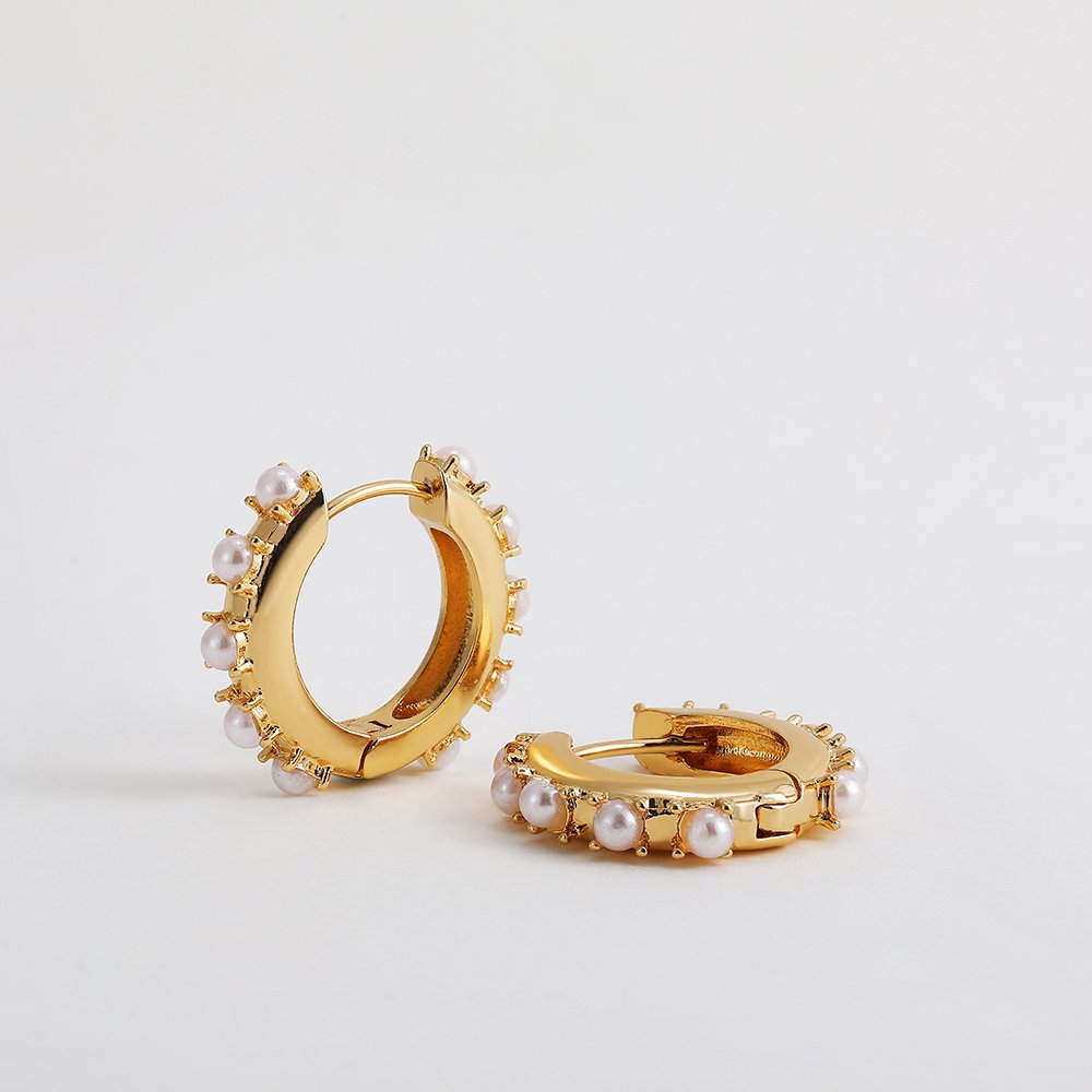 Golden Pearl Hoop Earrings - Image 2