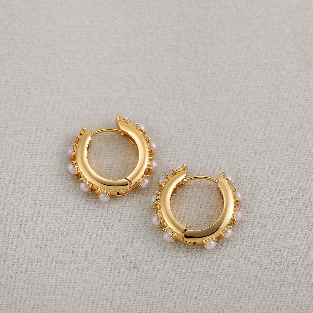 Golden Pearl Hoop Earrings - Image 3