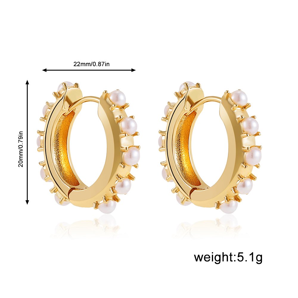 Golden Pearl Hoop Earrings - Image 4