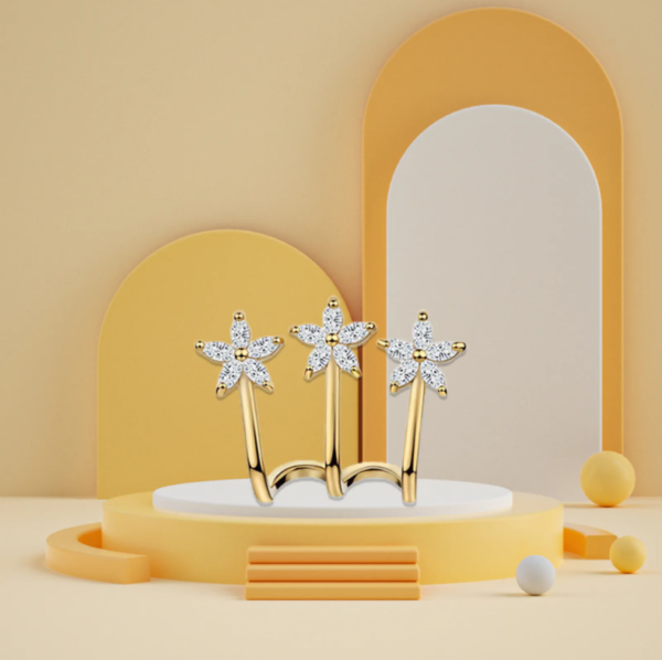Korean 3 Star Stud Earrings - Image 3