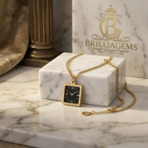 Stainless Steel Square Clock Pendant