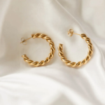 Gold Platted Twisted Hoop Earrings