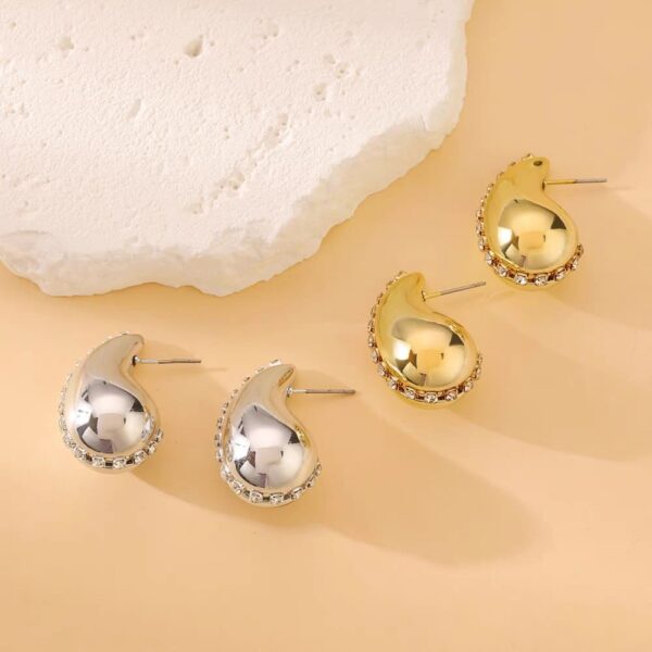Vintage Teardrop Shape Zircon Earrings - Image 3